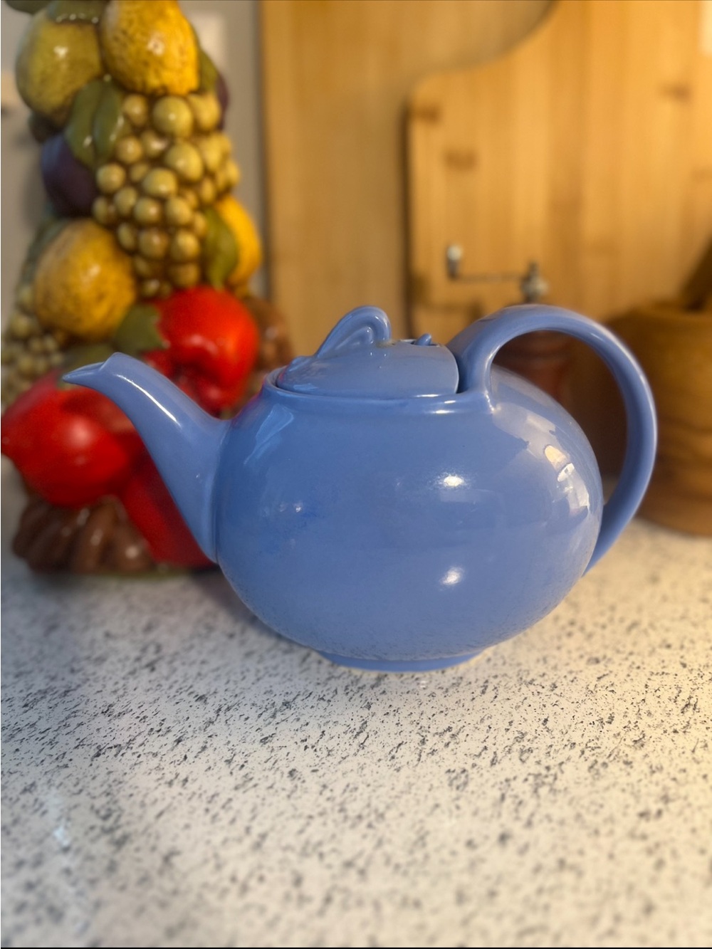 Vintage Hall China Company Periwinkle Blue Ceramic Teapot
